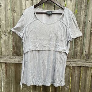 MILK Nursingwear Nursing T Shirt Scoopneck, Gray- Size Large